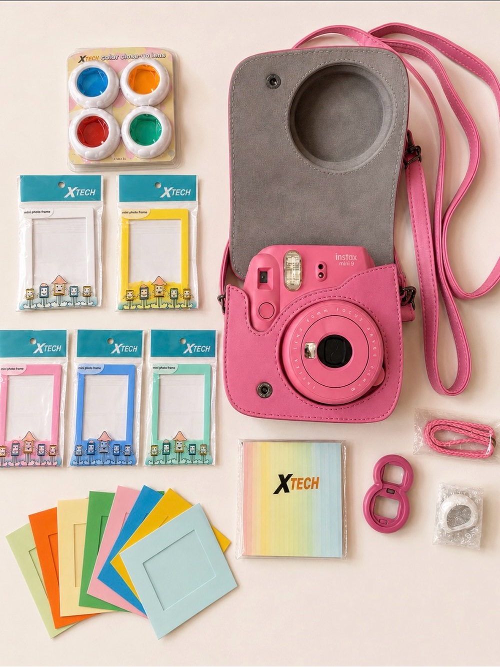 Instax Mini 9 Instant Camera Kit - Pink with Matching Pink Case